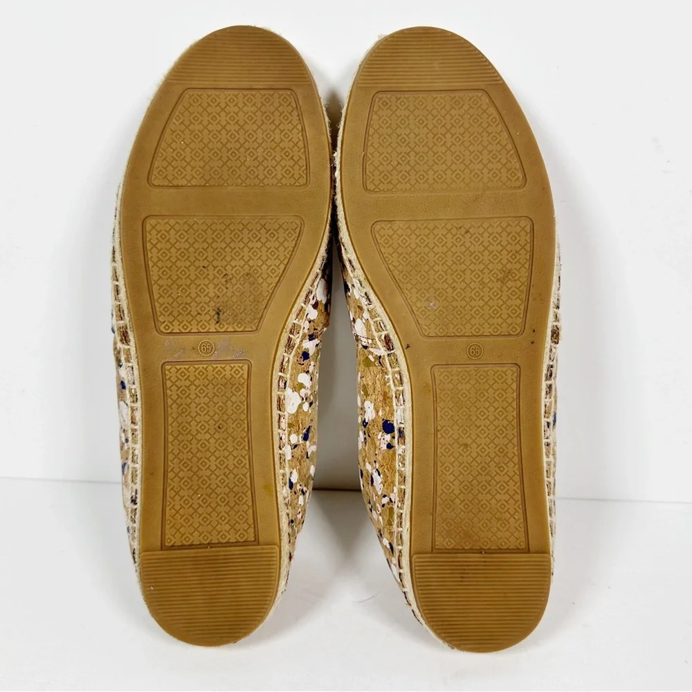 Tory Burch Ines Metallic Confetti Cork Espadrilles